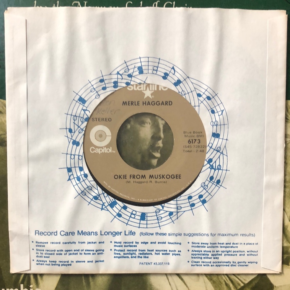 Merle Haggard Daddy Frank/Okie From Muskogee Vinyl 45 Record
